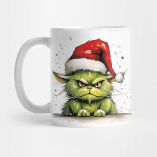 Christmas Grinch Cat / Santa knows you've been bad Mug